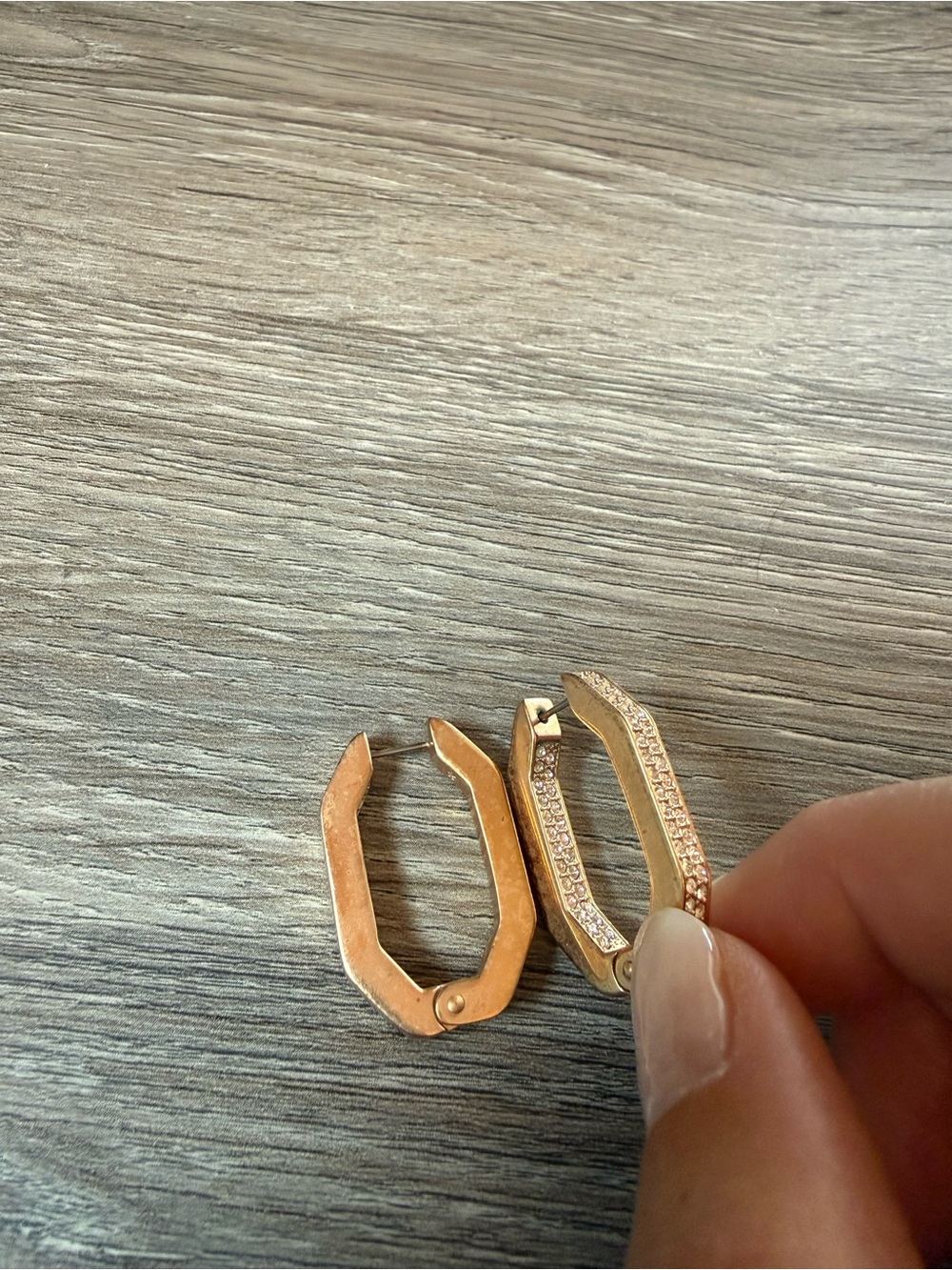 Rose gold Swarovski Gold Crystal Accent Hexagon Hoop Earrings - Women Jewelry